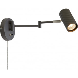 Costilla grey/satin nickel swing arm wall lamp with switch Markslojd