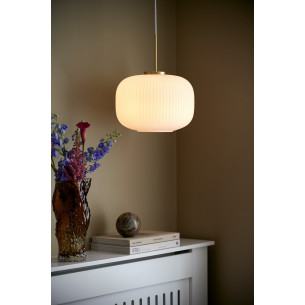 Milford 30 brass&amp;opal glass pendant lamp Nordlux