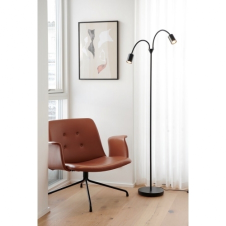 Stylowa Lampa podłogowa podwójna Explore czarna Nordlux do salonu i sypialni
