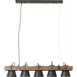 Lampa wisząca drewniana belka Decca 95 czarna stal Brilliant