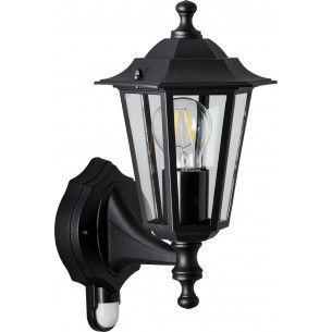 Carleen black outdoor retro wall lamp with motion sensor Brilliant