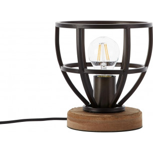 Matrix wood black steel industrial table lamp with wood Brilliant