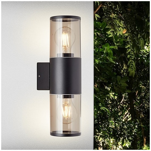 Sergioro black matt outdoor up and down wall lamp Brilliant