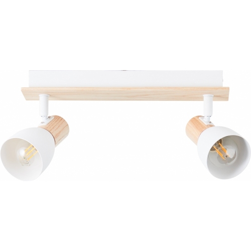 Plafon kierunkowy. Reflektor sufitowy skandynawski Daintree II biały/drewno Brilliant do przedpokoju i kuchni