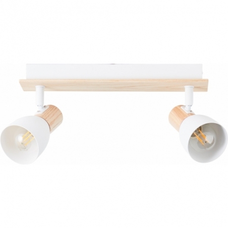 Plafon kierunkowy. Reflektor sufitowy skandynawski Daintree II biały/drewno Brilliant do przedpokoju i kuchni