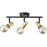 Kerry III black&amp;brass ceiling spotlight Brilliant