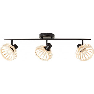 Norah III natural bamboo&black boho ceiling spotlight Brilliant