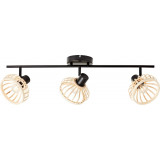 Norah III natural bamboo&black boho ceiling spotlight Brilliant