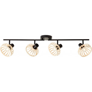 Norah IV natural bamboo&black boho ceiling spotlight Brilliant