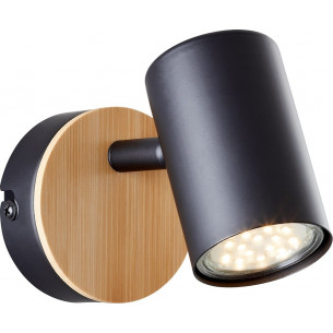 Niels black loft wall lamp with wood Brilliant