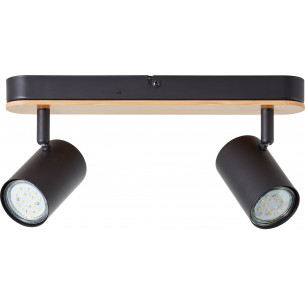 Niels II black ceiling spotlight loft with wood Brilliant