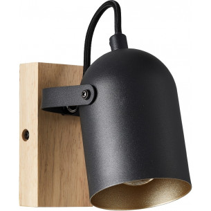 Tronte black&amp;wood loft wall lamp with wood Brilliant