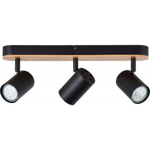 Niels III black loft ceiling spotlight with wood Brilliant