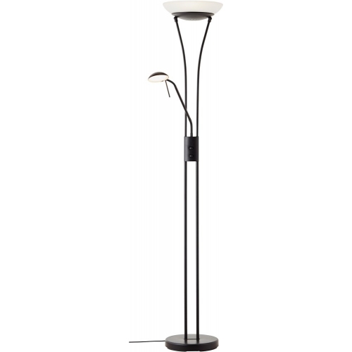 Stylowa Lampa podłogowa szklana antyczna Finn LED czarna Brilliant do salonu i sypialni