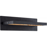 Chaumont LED wood&amp;black wall lamp with shelf Brilliant