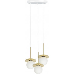 Borra 30 white&amp;brass 3 glass balls pendant lamp Ummo