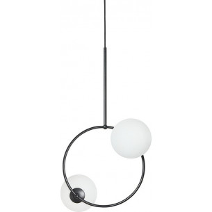 Fuppu A black&amp;white designer pendant lamp with 2 glass spheres Ummo