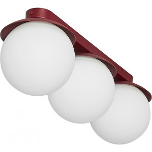 Kuul white&amp;burgundy triple ceiling lamp with glass balls Ummo