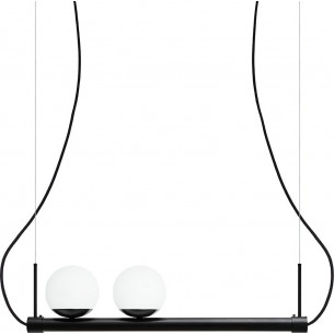 Ligne 102 white&amp;black longitudinal lamp with 2 glass balls Ummo