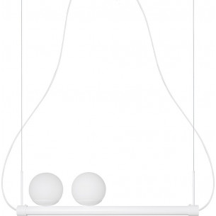 Ligne 102 white longitudinal lamp with 2 glass balls Ummo