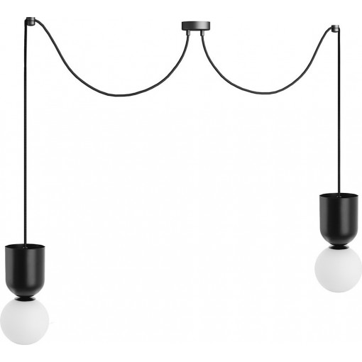 Luoti white&amp;black pendant spider lamp with 2 glass balls Ummo