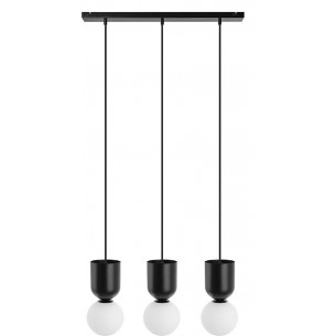 Luoti white&amp;black pendant lamp with 3 glass balls on strip Ummo