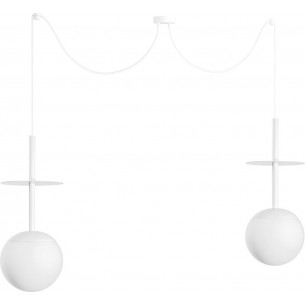 Plaat II white pendant spider lamp with 2 glass balls Ummo