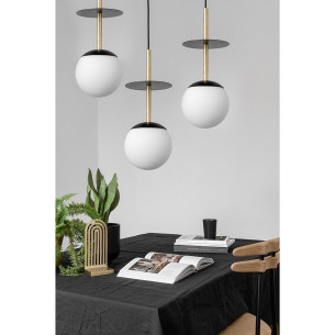 Plaat III white&amp;black&amp;gold pendant spider 3 glass balls lamp Ummo