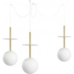 Plaat III white&amp;gold pendant spider 3 glass balls lamp Ummo