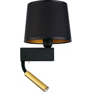 Chillin black&amp;gold wall lamp with shade and reading lamp Nowodvorski