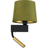 Chillin green&amp;black&amp;gold wall lamp with shade and reading lamp Nowodvorski