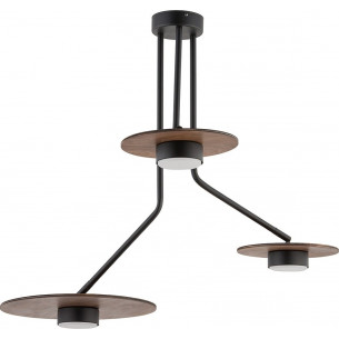 Disk III plywood&amp;black triple semi ceiling lamp Nowodvorski