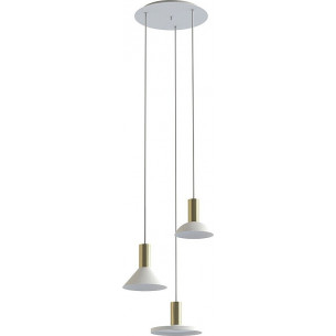 Hermanos III white&amp;brass modernist pendant lamp Nowodvorski