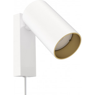 Mono white&amp;gold wall lamp with switch and cable Nowodvorski