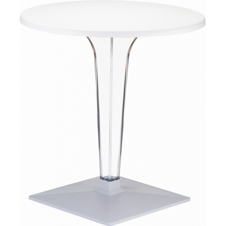 Stylowy Stół okrągły na jednej nodze Ice 80 Biały Siesta do kuchni, jadalni i salonu.