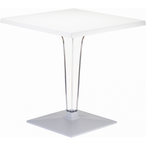 Ice 70x70 white square one leg dining table Siesta