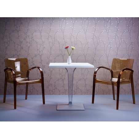 Stylowy Stół kwadratowy na jednej nodze Ice 70x70 Biały Siesta do salonu, jadalni i restauracji.
