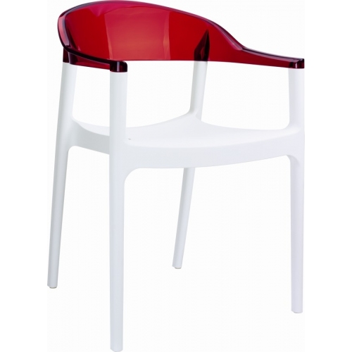 Carmen white&amp;red transparent chair with armrests Siesta