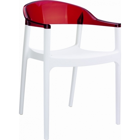 Carmen white&amp;red transparent chair with armrests Siesta