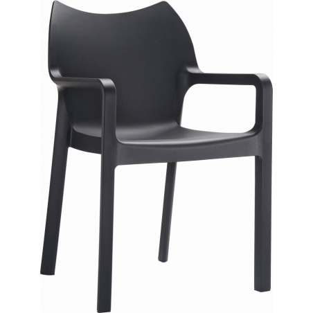 Diva black garden chair with armrests Siesta