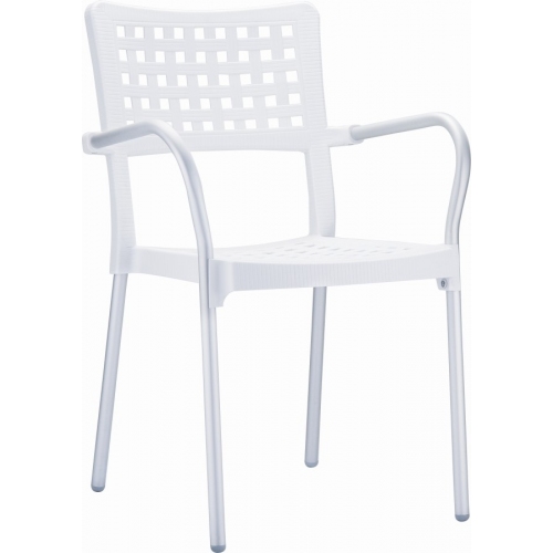 Gala white garden chair with armrests Siesta