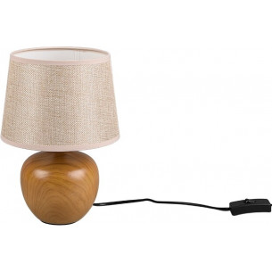 Lampa stołowa skandynawska z abażurem Luxor 26cm beż/drewno Reality