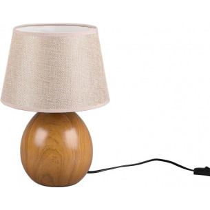 Lampa stołowa skandynawska z abażurem Luxor 35cm beż/drewno Reality