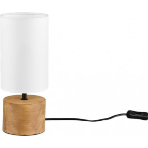 Woody wooden bedside lamp with white tube shade Reality