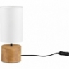 Woody wooden bedside lamp with white tube shade Reality