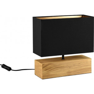 Woody long wooden bedside lamp with black shade Reality