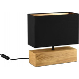 Woody long wooden bedside lamp with black shade Reality