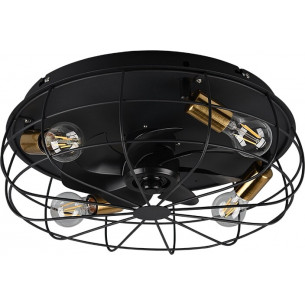 Trondheim 48cm black wire ceiling lamp with fan Reality