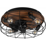 Plafon druciany z wiatrakiem Trondheim 48cm czarny/drewno Reality