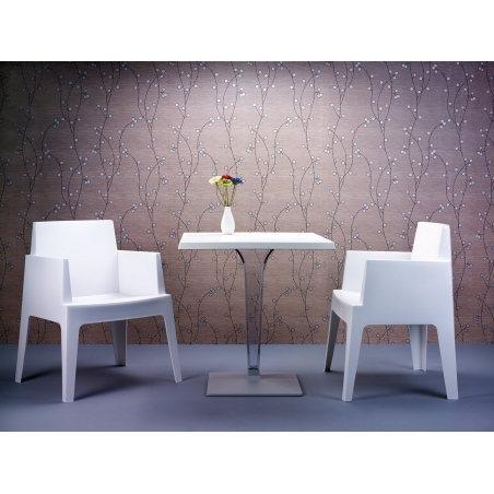 Stylowy Stół kwadratowy na jednej nodze Ice 60x60 Biały Siesta do salonu, jadalni i restauracji.